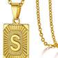 Initial Pendant Necklace for Women Simple Stainless Steel Cuba Link Charm Letter Square Necklace Men Jewelry Couple Gift