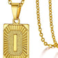 Initial Pendant Necklace for Women Simple Stainless Steel Cuba Link Charm Letter Square Necklace Men Jewelry Couple Gift