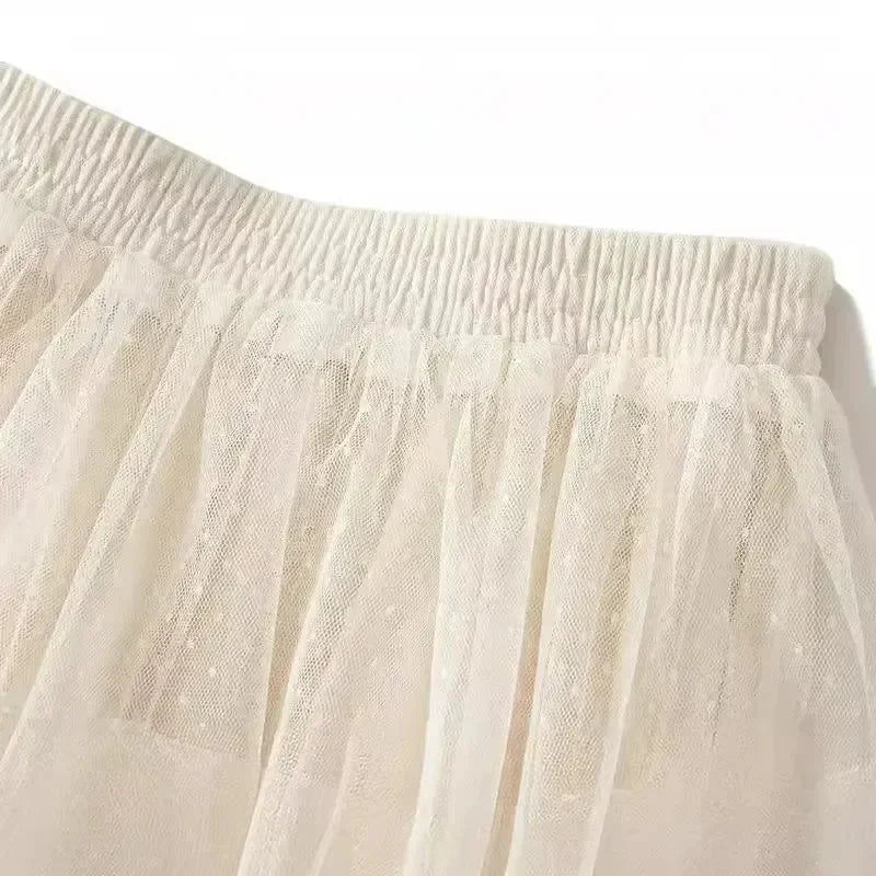 Women's High Waisted Slimming Sand Cake Skirt, Half Skirt, High-End Feeling Gauze, Long Skirt, Summer, , 2025 Hundred fold skirt