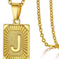 Initial Pendant Necklace for Women Simple Stainless Steel Cuba Link Charm Letter Square Necklace Men Jewelry Couple Gift