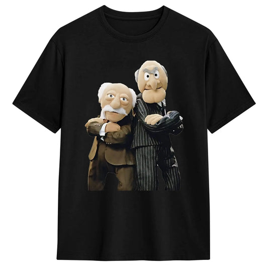 Vintage T Shirt Summer Statler And Waldorf Cartoon T-Shirts  Pure Cotton Tshirt for Man Y2K Casual Big Size Short Sleeve Tees