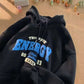 【M-8XL Hoodies】Men Oversized Hoodie Loose American Style Simple Letters Print Couple Hoodies