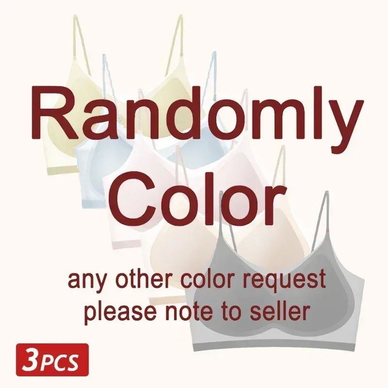 Lot de 3 soutiens-gorge en soie glacée ultra-minces et respirants pour femmes, sous-vêtements bustier sans couture, dos nu, gilet enveloppant, soutiens-gorge sans fil de couleur unie