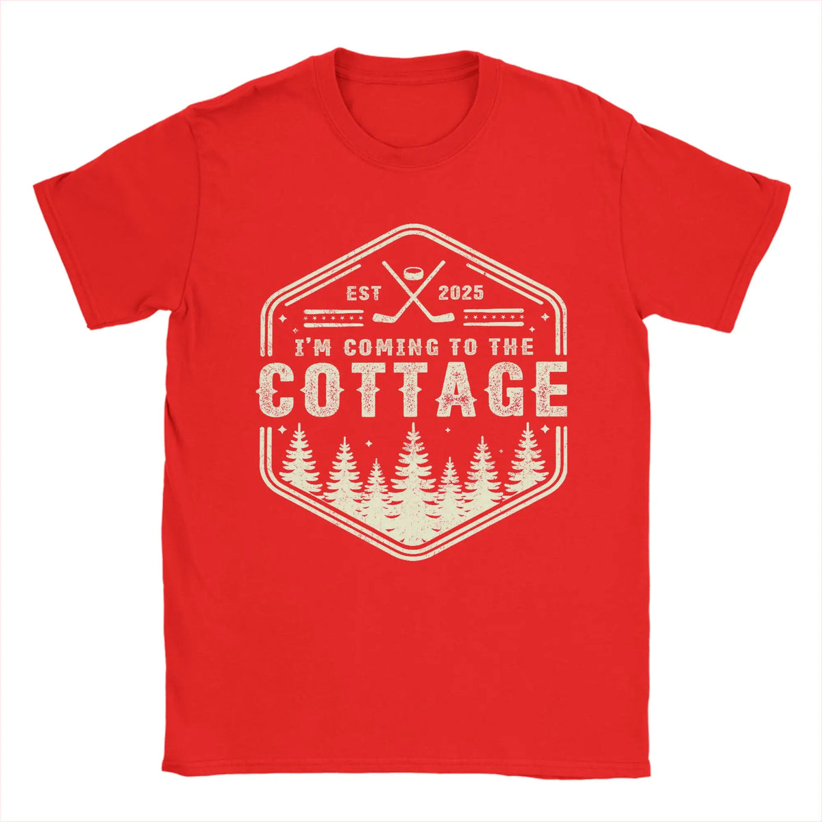 Vintage I'm Coming to the Cottage Heated Rivalry Quote  T-Shirts for Men Cotton T Shirt  Short Sleeve Tees Gift Idea Clothing