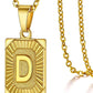 Initial Pendant Necklace for Women Simple Stainless Steel Cuba Link Charm Letter Square Necklace Men Jewelry Couple Gift