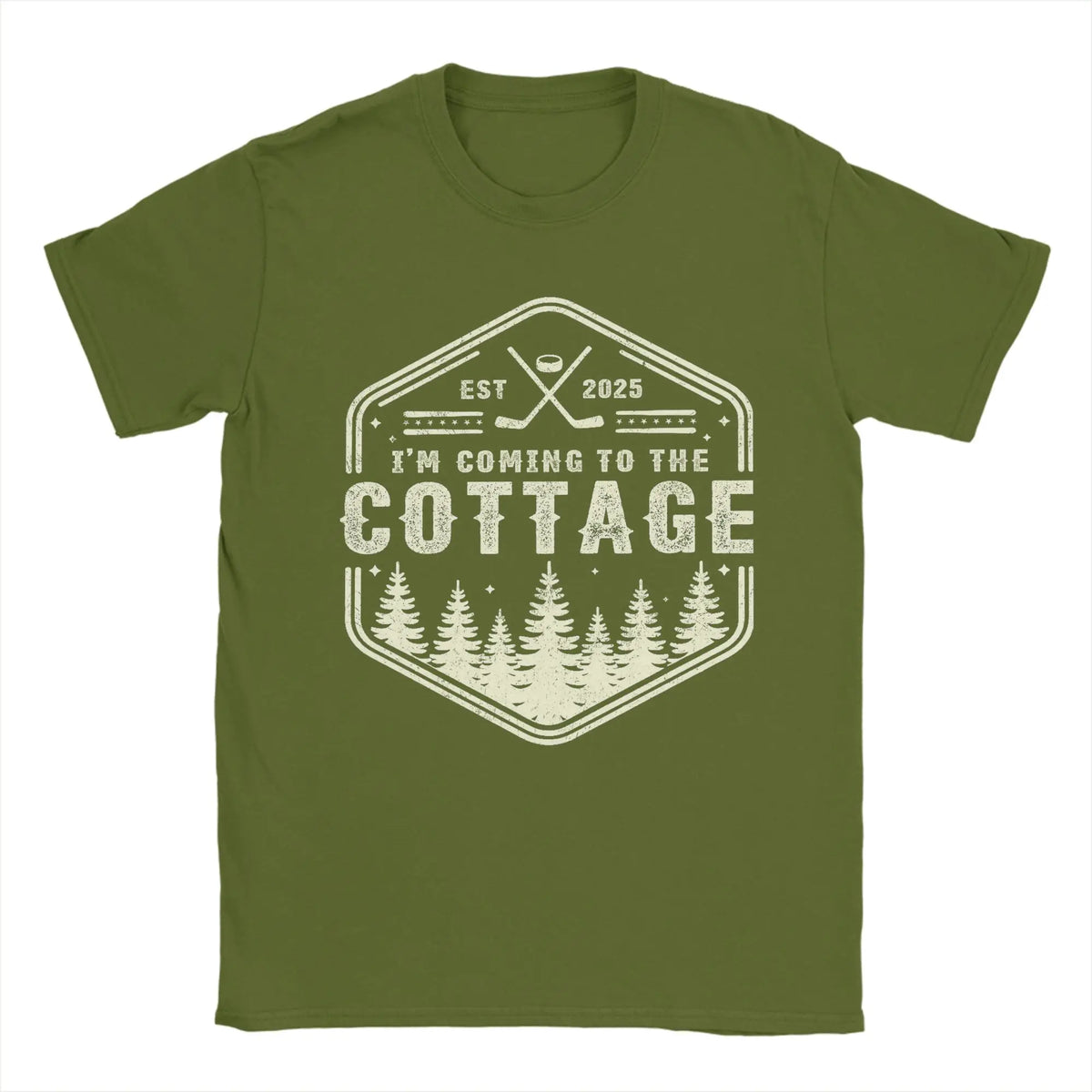 Vintage I'm Coming to the Cottage Heated Rivalry Quote  T-Shirts for Men Cotton T Shirt  Short Sleeve Tees Gift Idea Clothing