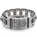 Religious Man Bracelet Stainless Steel 22MM Width Buddhist Scriptures Link Men's Bracelets Leather Wristband On Hand Jewelry