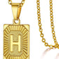Initial Pendant Necklace for Women Simple Stainless Steel Cuba Link Charm Letter Square Necklace Men Jewelry Couple Gift