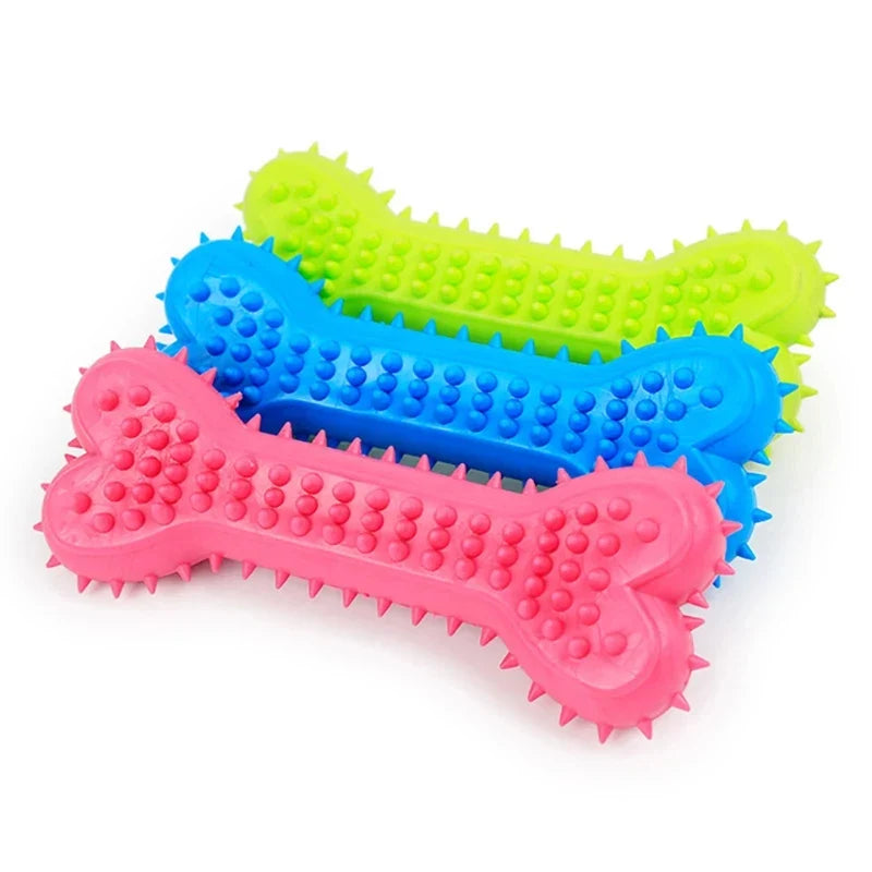 1-10pcs Pet Chew Toy Soft Rubber Bite-Resistance Bone Shape Teeth