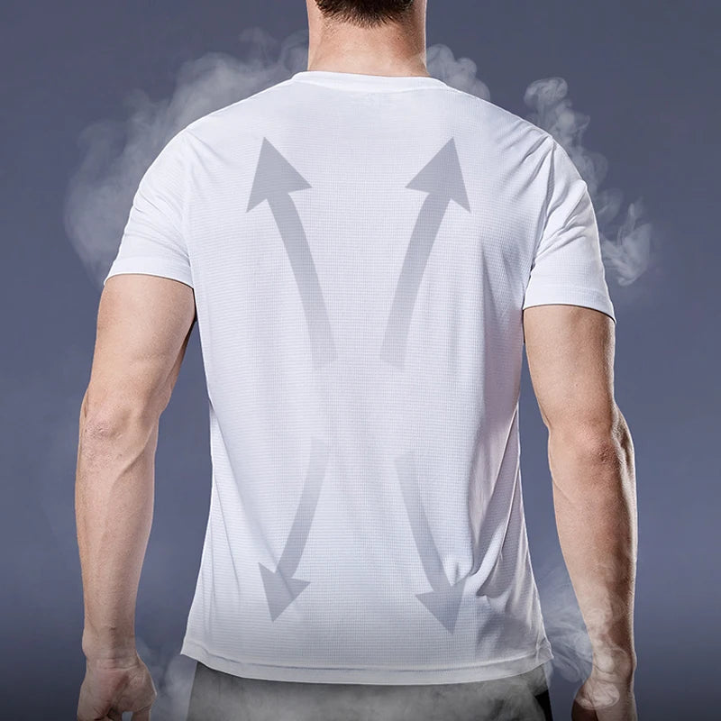 Summer Men Ice Silk t Shirt Short Sleeve t-Shirt Breathable Casual Tops Shirts Quick Dry Running Gym t-Shirts For Men Clothing