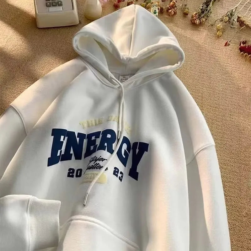 【M-8XL Hoodies】Men Oversized Hoodie Loose American Style Simple Letters Print Couple Hoodies