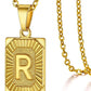 Initial Pendant Necklace for Women Simple Stainless Steel Cuba Link Charm Letter Square Necklace Men Jewelry Couple Gift