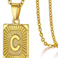 Initial Pendant Necklace for Women Simple Stainless Steel Cuba Link Charm Letter Square Necklace Men Jewelry Couple Gift