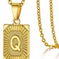 Initial Pendant Necklace for Women Simple Stainless Steel Cuba Link Charm Letter Square Necklace Men Jewelry Couple Gift