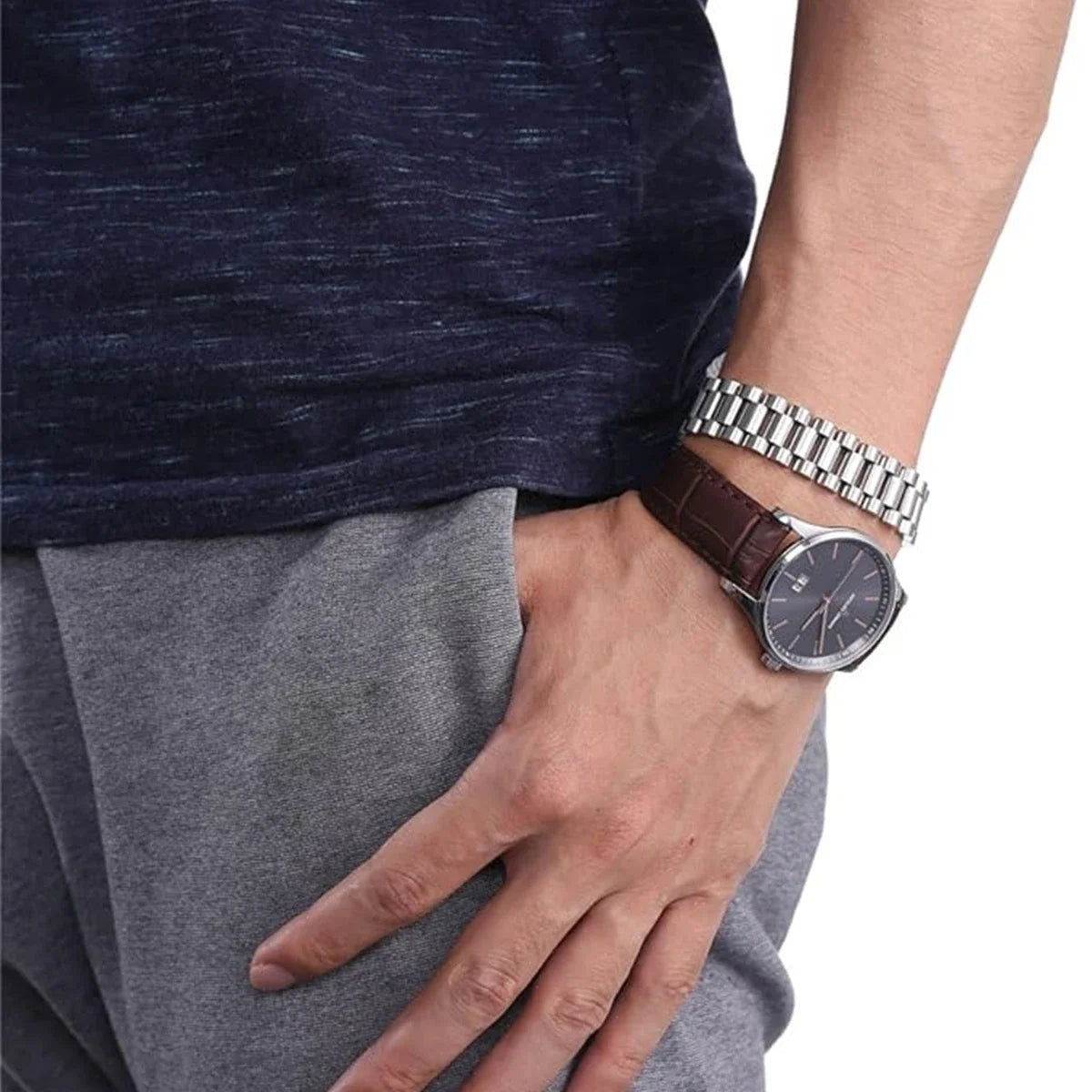 ARADOO Titanium Steel Watch Band Men's Bracelets Stainless Steel Magnetic Wristband Bracelet Gentlemen Jewelry Gifts