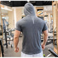 Men Running Hoodies Bodybuilding Sport Hooded Short Sleeve Gyms Fitness Clothing Muscle Shirt Quick Drying Training T-Shirt