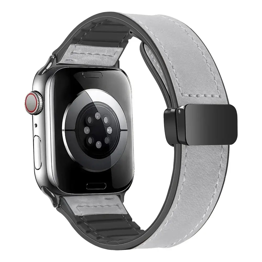 Bracelet en Cuir Véritable pour Apple Watch - Fermeture Magnétique Élégante