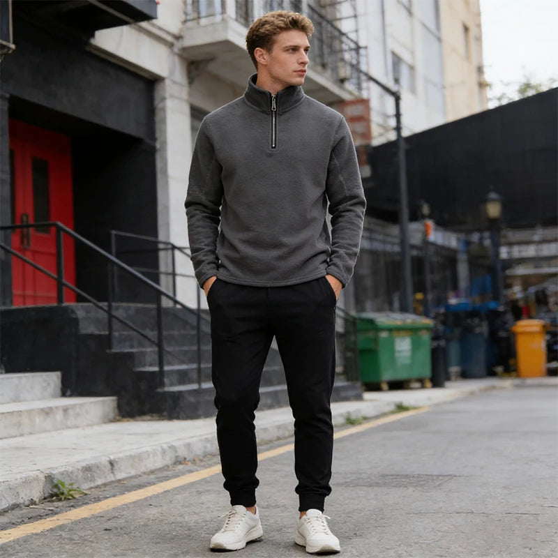 Men's Hoodies Sweatshirts Thicken Warm Fleece Tracksuit for Men Zipper Neck Pullover Men's Winter Clothing Soft Shell Men Hoodie