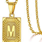 Initial Pendant Necklace for Women Simple Stainless Steel Cuba Link Charm Letter Square Necklace Men Jewelry Couple Gift