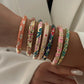 Elegant Enamel Dropped Glaze Flower Texture Bracelet For Women Retro Gold Plated Evil Eye Floral Zircon Bangle Party Jewelry