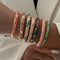 Elegant Enamel Dropped Glaze Flower Texture Bracelet For Women Retro Gold Plated Evil Eye Floral Zircon Bangle Party Jewelry