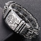 Religious Man Bracelet Stainless Steel 22MM Width Buddhist Scriptures Link Men's Bracelets Leather Wristband On Hand Jewelry
