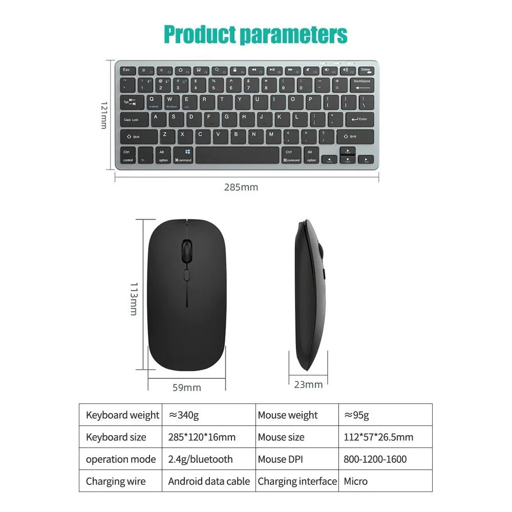 New 2.4G Wireless Rechargeable Silent Wireless Keyboard and Mouse Set, Compact Ergonomic Keyboard Mouse for Office/Home