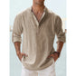 New Cotton Linen Shirts for Men Casual Shirts Lightweight Long Sleeve Henley Beach Shirts Hawaiian T Shirts for Men Streetwear