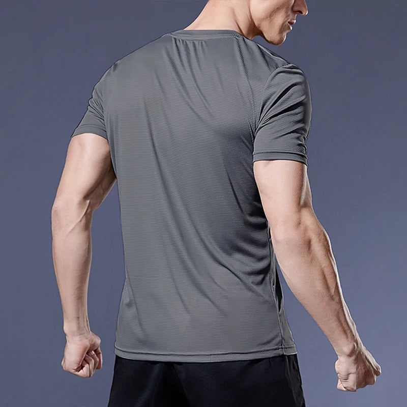 Summer Men Ice Silk t Shirt Short Sleeve t-Shirt Breathable Casual Tops Shirts Quick Dry Running Gym t-Shirts For Men Clothing