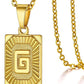 Initial Pendant Necklace for Women Simple Stainless Steel Cuba Link Charm Letter Square Necklace Men Jewelry Couple Gift