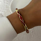 Elegant Enamel Dropped Glaze Flower Texture Bracelet For Women Retro Gold Plated Evil Eye Floral Zircon Bangle Party Jewelry