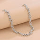 Interlocked Paved Curb Chain Choker Hip Hop Elegant European Style Women Dating Daily Sparkling Neck Accessories