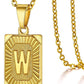 Initial Pendant Necklace for Women Simple Stainless Steel Cuba Link Charm Letter Square Necklace Men Jewelry Couple Gift