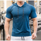Men Running Hoodies Bodybuilding Sport Hooded Short Sleeve Gyms Fitness Clothing Muscle Shirt Quick Drying Training T-Shirt