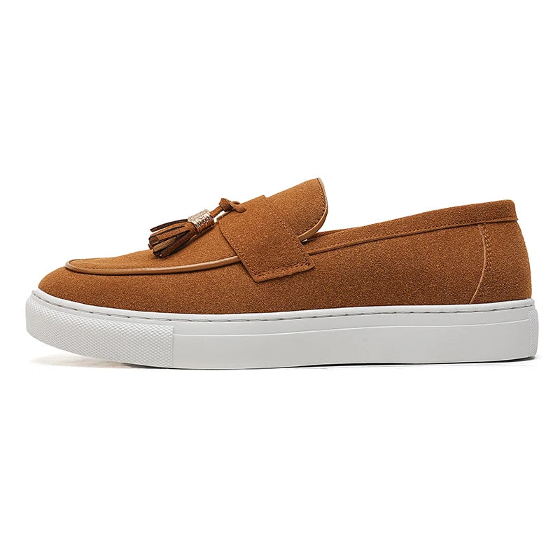 Luxury Dress Shoes for Men Comfy Brand Gentleman Tasseled Loafers Outdoor Shoes Leisure Walk Male Moccasins Suede Leather Man