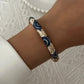 Elegant Enamel Dropped Glaze Flower Texture Bracelet For Women Retro Gold Plated Evil Eye Floral Zircon Bangle Party Jewelry