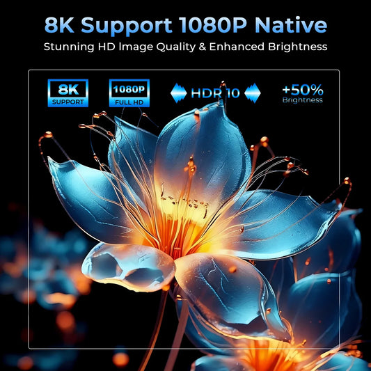 Lyncast 8K Support HD 1080P Auto Focus 2000ANSI Projector 5W Speaker Android 14 WiFi6 BT5.4 Outdoor Home Theater Projectors X7