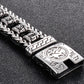 Religious Man Bracelet Stainless Steel 22MM Width Buddhist Scriptures Link Men's Bracelets Leather Wristband On Hand Jewelry