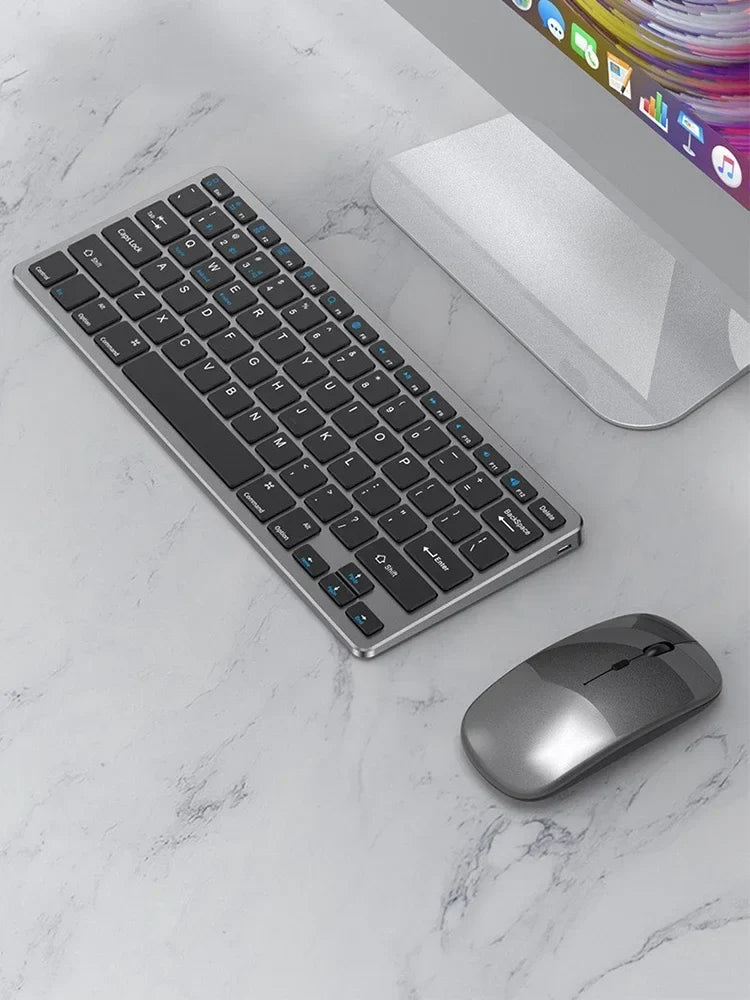 New 2.4G Wireless Rechargeable Silent Wireless Keyboard and Mouse Set, Compact Ergonomic Keyboard Mouse for Office/Home