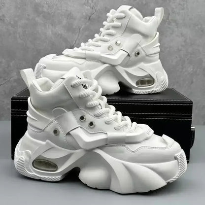 Men's Boots High Top  New Trend Wear-resistant Synthetic Leather Boots Casual Lace Up Height Increasing Fashion Boots 2025