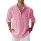 New Cotton Linen Shirts for Men Casual Shirts Lightweight Long Sleeve Henley Beach Shirts Hawaiian T Shirts for Men Streetwear