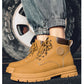 Men's high top boots four season outdoor work shoes anti slip and comfortable yellow boots fashion British casual leather boots