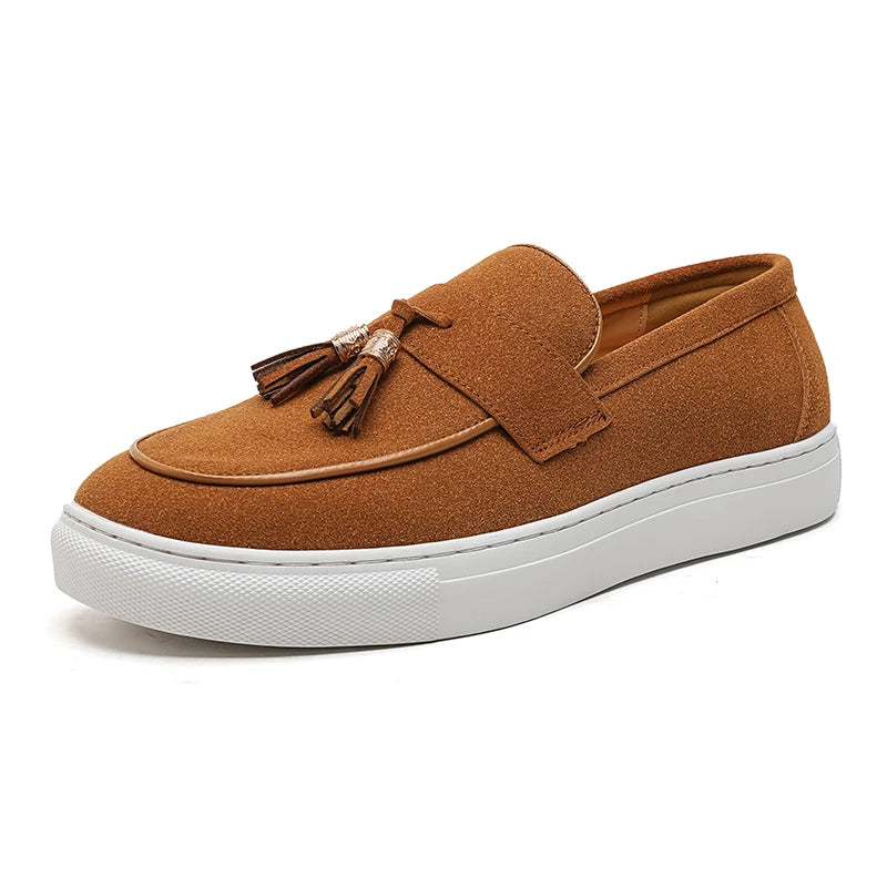 Luxury Dress Shoes for Men Comfy Brand Gentleman Tasseled Loafers Outdoor Shoes Leisure Walk Male Moccasins Suede Leather Man