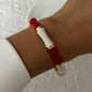 Elegant Enamel Dropped Glaze Flower Texture Bracelet For Women Retro Gold Plated Evil Eye Floral Zircon Bangle Party Jewelry