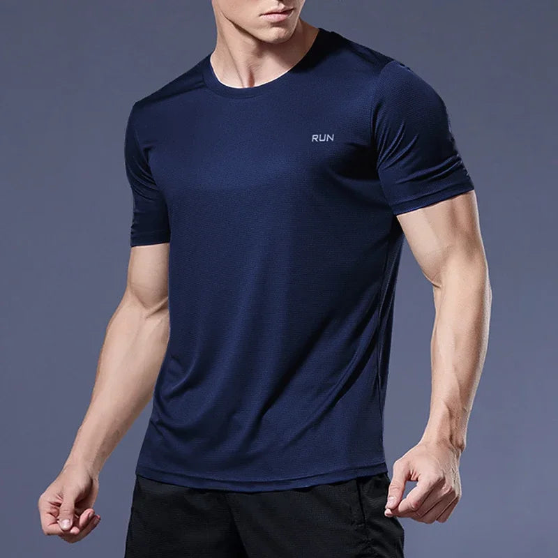 Summer Men Ice Silk t Shirt Short Sleeve t-Shirt Breathable Casual Tops Shirts Quick Dry Running Gym t-Shirts For Men Clothing