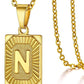 Initial Pendant Necklace for Women Simple Stainless Steel Cuba Link Charm Letter Square Necklace Men Jewelry Couple Gift