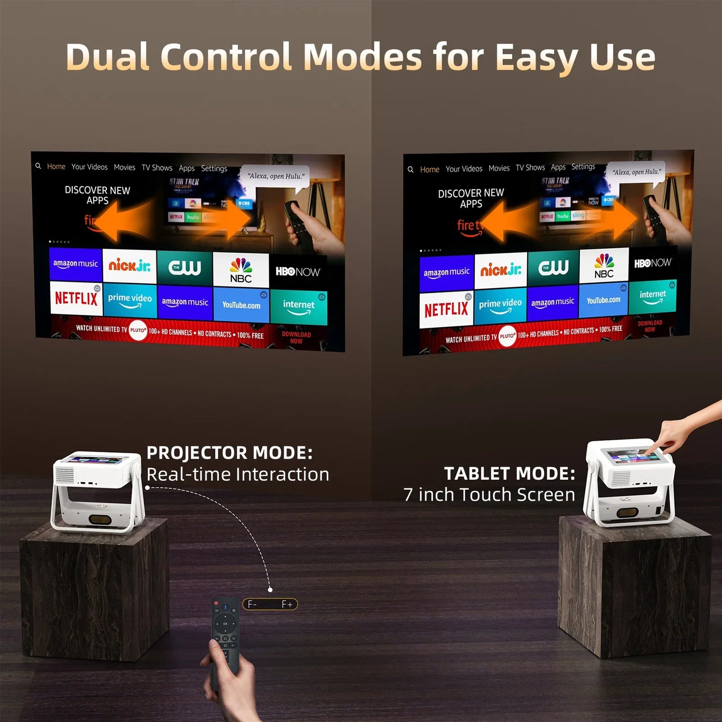XBJ A5Pro Smart Doule Touchscreen Projector 1080P HD Proyector with WiFi , Auto Keystone Correction,Home Theater outdoor cinema