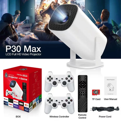 3D Game Projector P30MAX Retro Video Game Console Wireless Controller 4K ULTRA HD Plug and Play Android11 BT5.0 720P Home Cinema