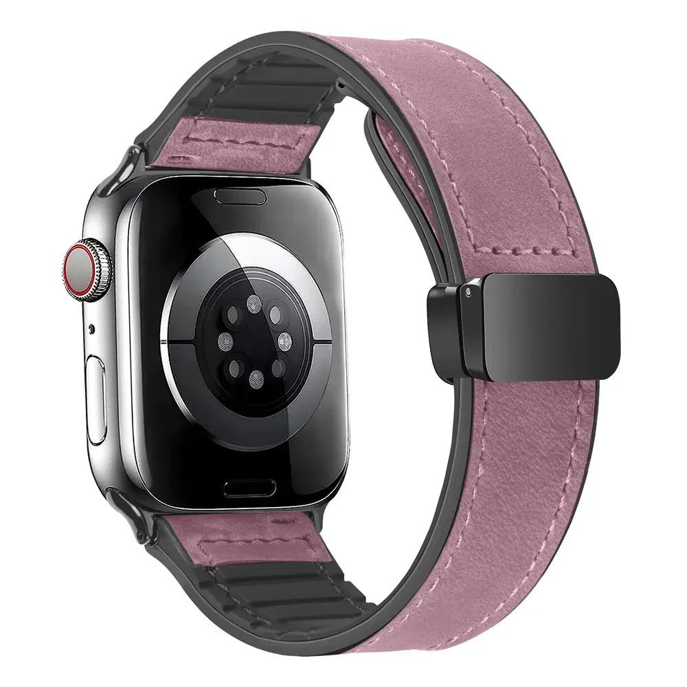 Bracelet en Cuir Véritable pour Apple Watch - Fermeture Magnétique Élégante