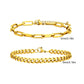 2pcs Men's Chain Bracelets,Stainless Steel Silver Gold Black Color Twist Rope Chain Wristband,Trendy Cuban Link Chains Gift